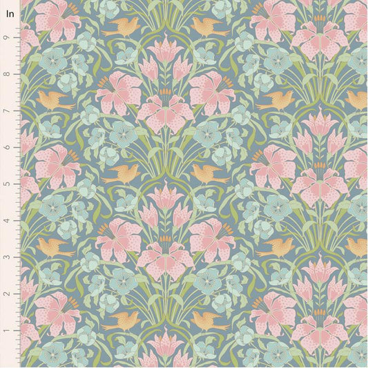 Songbird Collection- Songbird- Tilda- 100652-Blue- Cotton Quilting Fabric- Lane to Grace