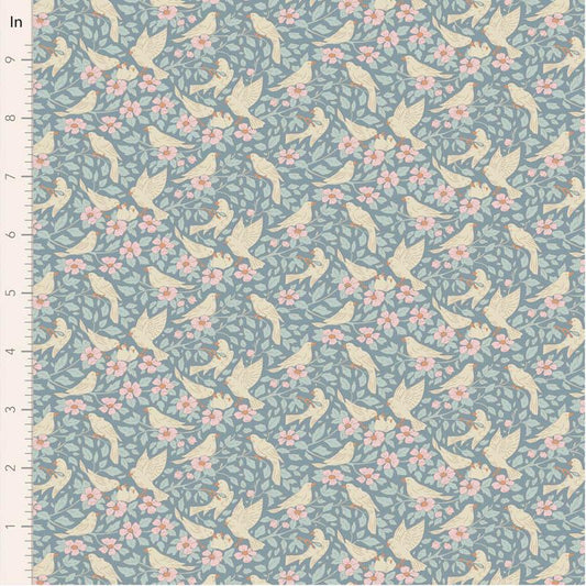 Songbird Collection- Ava- Tilda- 100651-Blue- Cotton Quilting Fabric- Lane to Grace