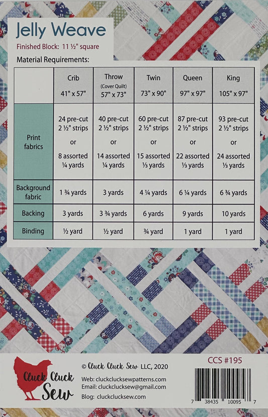 Jelly Weave by Cluck Cluck Sew- Jelly Roll Friendly-Paper Pattern- CCS195- Lane to Grace