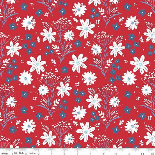 Firework Fields by Gracey Larson- 17580-Red- Riley Blake- Cotton Quilting Fabric- Lane to Grace