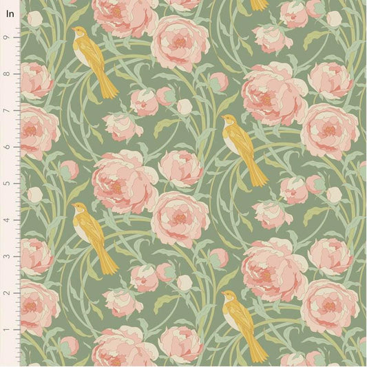 Songbird Collection- Cora- Tilda- 100647-Sage- Cotton Quilting Fabric- Lane to Grace