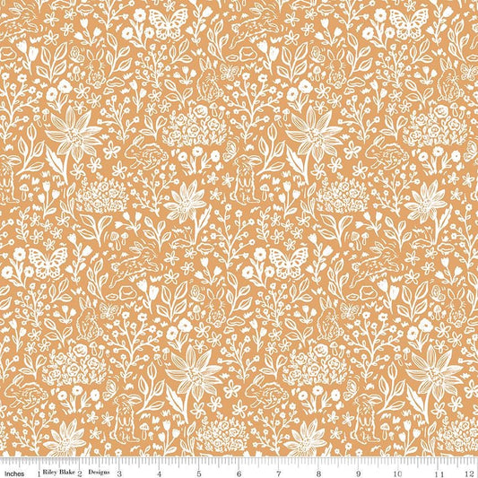 Sweet Cotton Tales-Bunny Meadows by Cayla Naylor-C17313-APRICOT- Riley Blake- Cotton Quilting Fabric- Lane to Grace