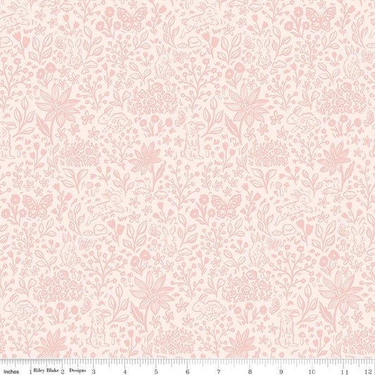 Sweet Cotton Tales-Bunny Meadows by Cayla Naylor- C17313-Pink- Riley Blake- Cotton Quilting Fabric- Lane to Grace