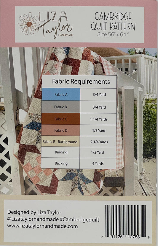 Cambridge Quilt Pattern by Liza Taylor- Paper Pattern- P260-Cambridge- Lane to Grace