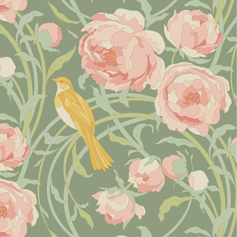 Songbird Collection- Cora- Tilda- 100647-Sage- Cotton Quilting Fabric- Lane to Grace