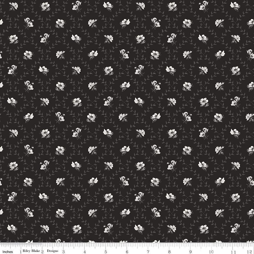 Ink & Ivory- Flower Trellis by RBD- C16912-INK- Riley Blake- Cotton Quilting Fabric- Lane to Grace