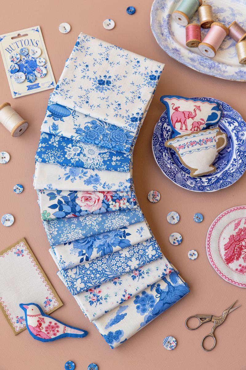PRE-ORDER- Something Blue Collection FQ Bundle (20pc)- Tilda- Cotton Quilting Fabric- Lane to Grace- Ships June 2026