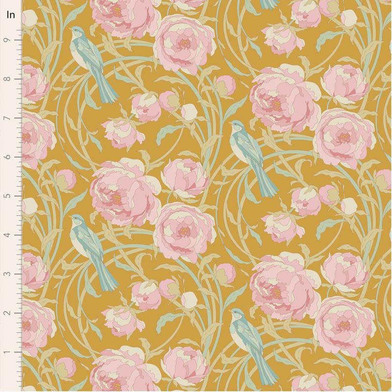Songbird Collection- Cora- Tilda- 100657-Mustard- Cotton Quilting Fabric- Lane to Grace