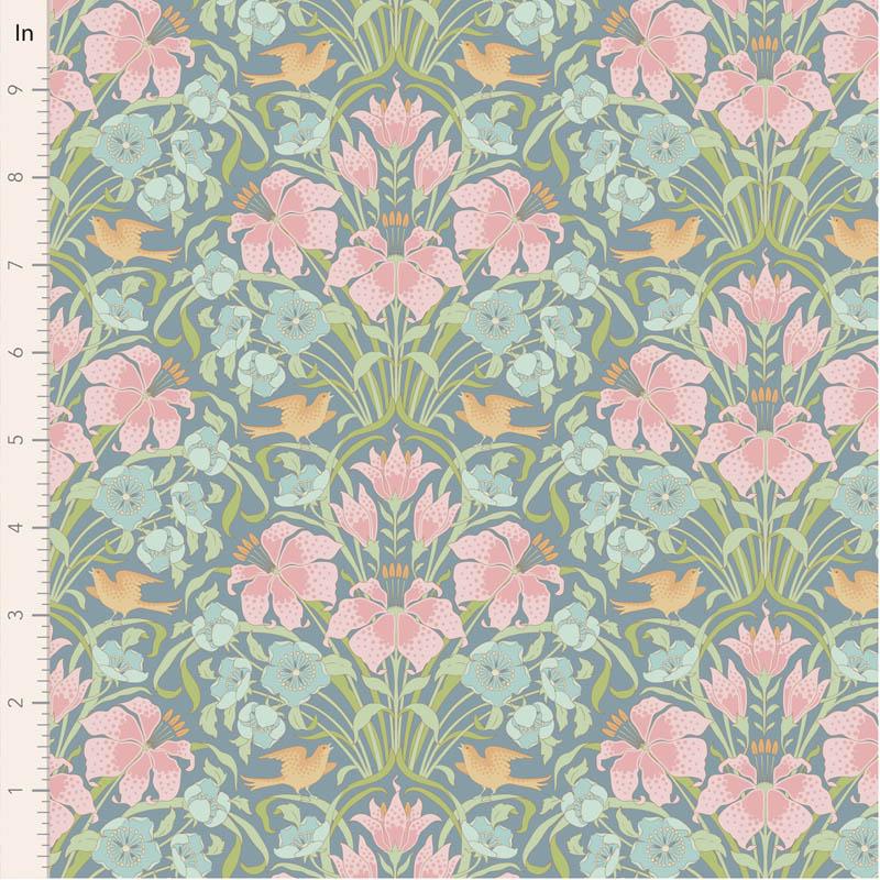 Songbird Collection- Songbird- Tilda- 100652-Blue- Cotton Quilting Fabric- Lane to Grace