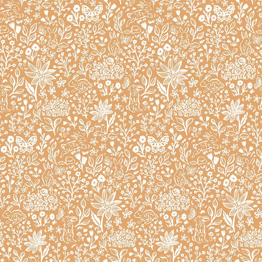 Sweet Cotton Tales-Bunny Meadows by Cayla Naylor-C17313-APRICOT- Riley Blake- Cotton Quilting Fabric- Lane to Grace