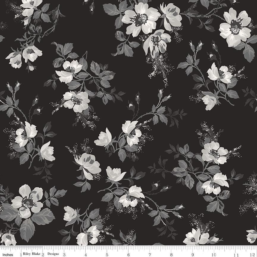 Ink & Ivory- Floral MAIN by RBD- C16910-INK- Riley Blake- Cotton Quilting Fabric- Lane to Grace