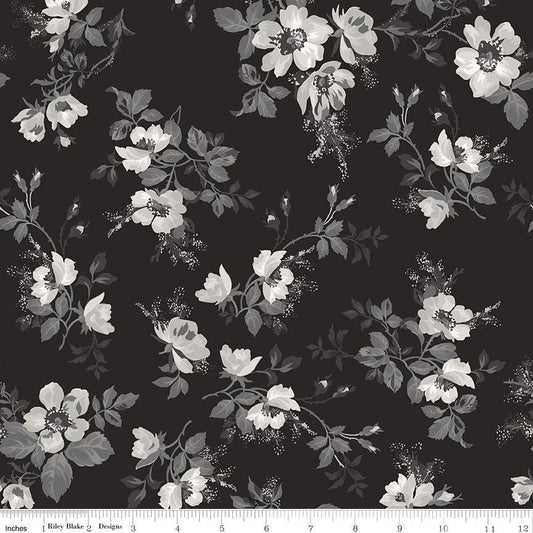 Ink & Ivory- Floral MAIN by RBD- C16910-INK- Riley Blake- Cotton Quilting Fabric- Lane to Grace
