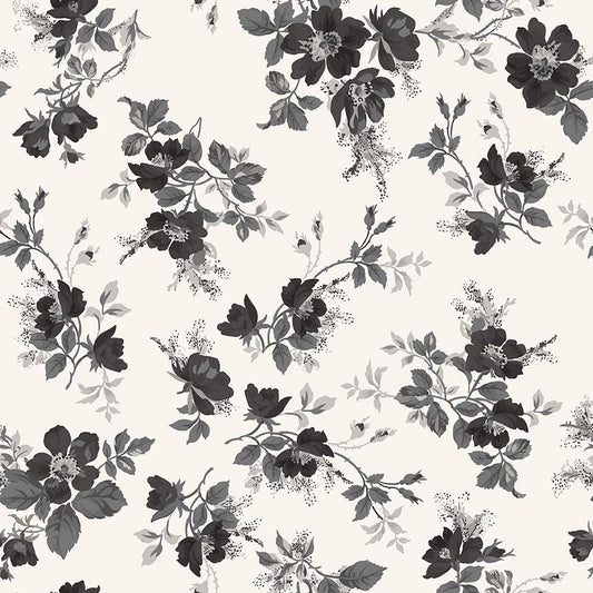 Ink & Ivory- Floral MAIN by RBD- C16910-IVORY- Riley Blake- Cotton Quilting Fabric- Lane to Grace