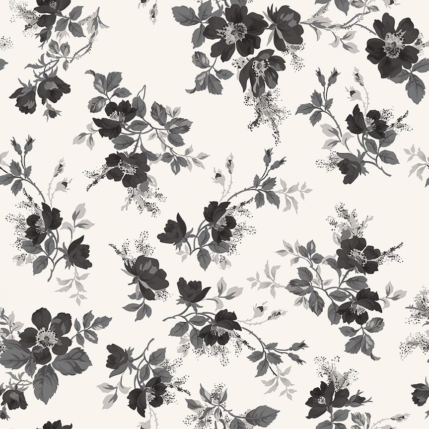Ink & Ivory- Floral MAIN by RBD- C16910-IVORY- Riley Blake- Cotton Quilting Fabric- Lane to Grace