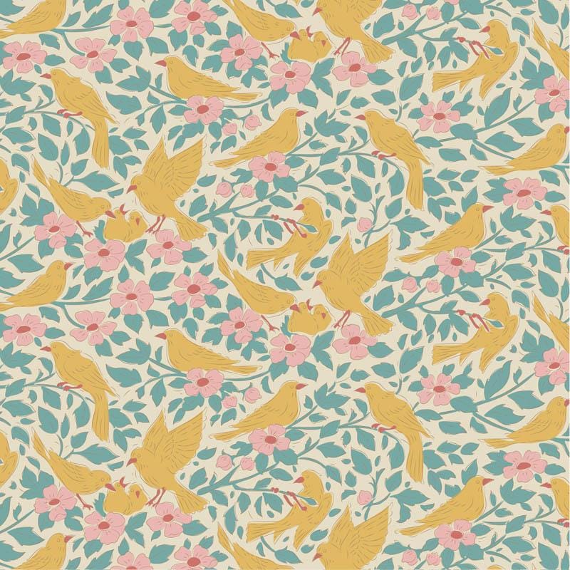 Songbird Collection- Ava- Tilda- 100660-Teal- Cotton Quilting Fabric- Lane to Grace