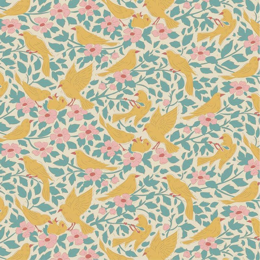 Songbird Collection- Ava- Tilda- 100660-Teal- Cotton Quilting Fabric- Lane to Grace