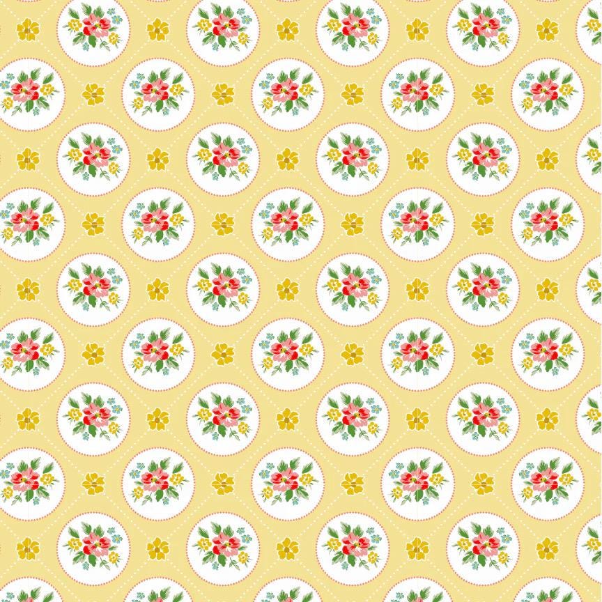 Matilda- Poppie Cotton- MA25116- Miss Marie Yellow- Cotton Quilting Fabric- Lane to Grace