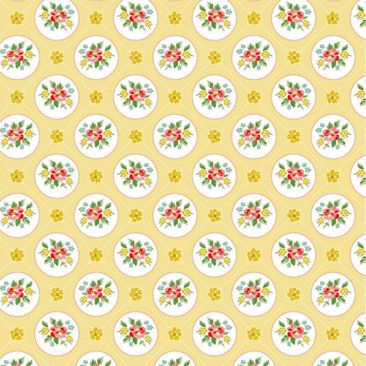 Matilda- Poppie Cotton- MA25116- Miss Marie Yellow- Cotton Quilting Fabric- Lane to Grace