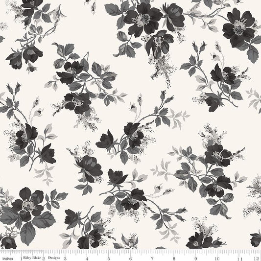 Ink & Ivory- Floral MAIN by RBD- C16910-IVORY- Riley Blake- Cotton Quilting Fabric- Lane to Grace