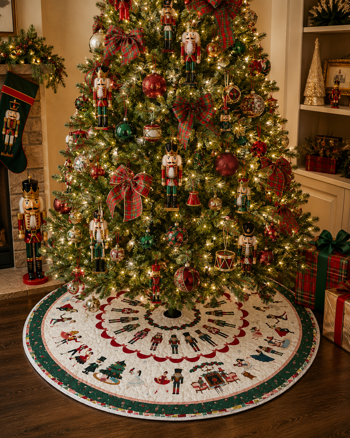 Nutcracker Quilted Christmas Tree Skirt