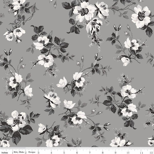 Ink & Ivory- Floral MAIN by RBD- C16910-GRAY- Riley Blake- Cotton Quilting Fabric- Lane to Grace