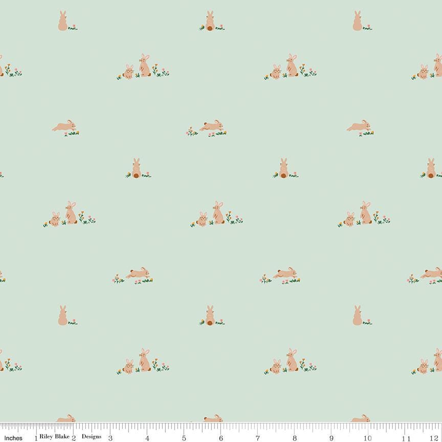 Sweet Cotton Tales- Flopsy Fields by Cayla Naylor-C17312-MINT- Riley Blake- Cotton Quilting Fabric- Lane to Grace