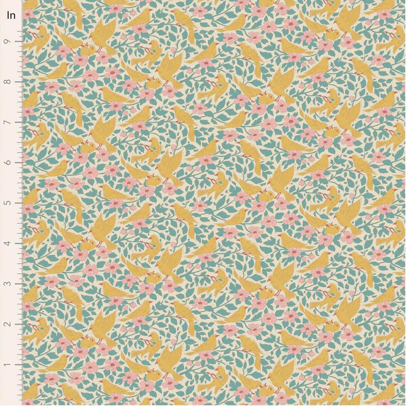 Songbird Collection- Ava- Tilda- 100660-Teal- Cotton Quilting Fabric- Lane to Grace