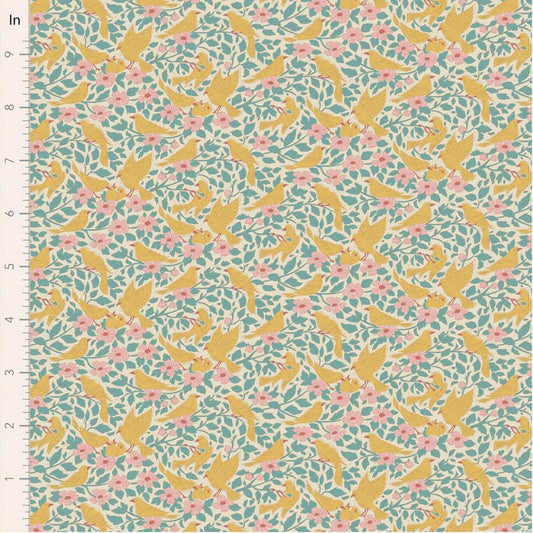 Songbird Collection- Ava- Tilda- 100660-Teal- Cotton Quilting Fabric- Lane to Grace