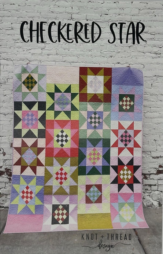 Checkered Star by Knot + Thread Design- FQ Friendly-Paper Pattern- KAT118- Lane to Grace