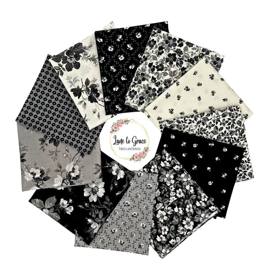 Ink & Ivory- 11 PC FQ Bundle - Riley Blake Designs- Cotton Quilting Fabric- Lane to Grace