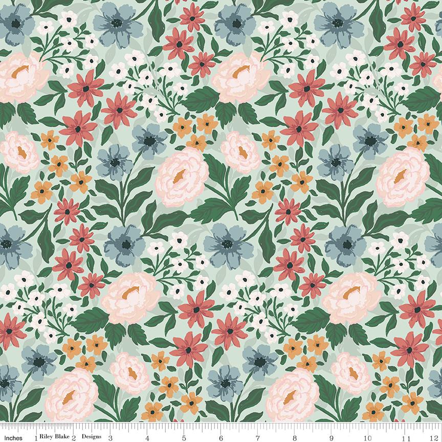 Sweet Cotton Tales-Mint Main by Cayla Naylor- C17310-MINT- Riley Blake- Cotton Quilting Fabric- Lane to Grace