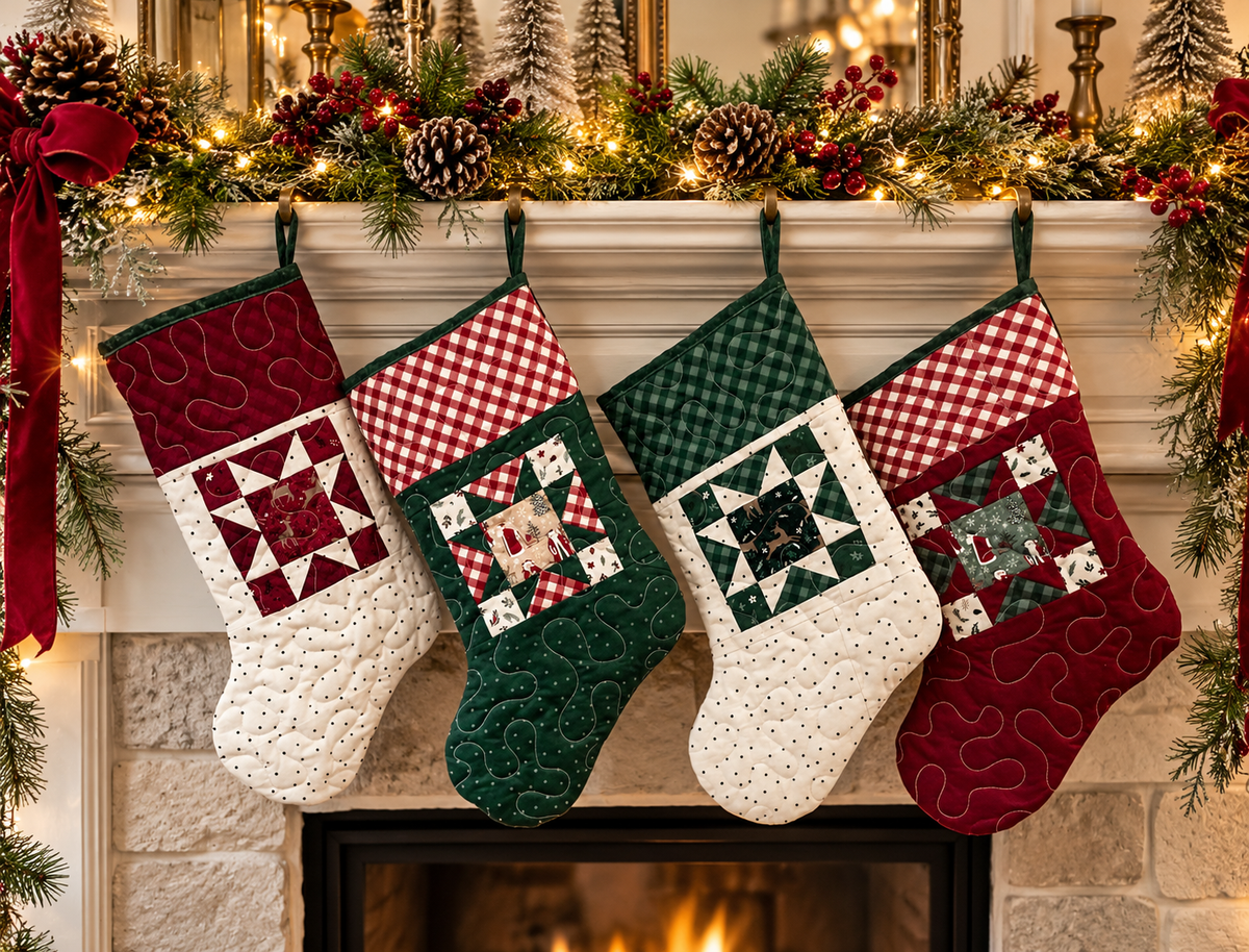 Handmade Quilted Christmas Stocking: Christmas Time Stockings