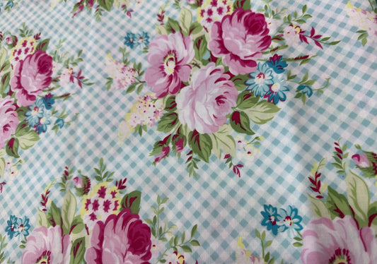 Sunshine Picnic Bouquet- Floral by Tanya Whelan for Clothworks Y2896-Blue- OOP- Quilting Cotton Fabric