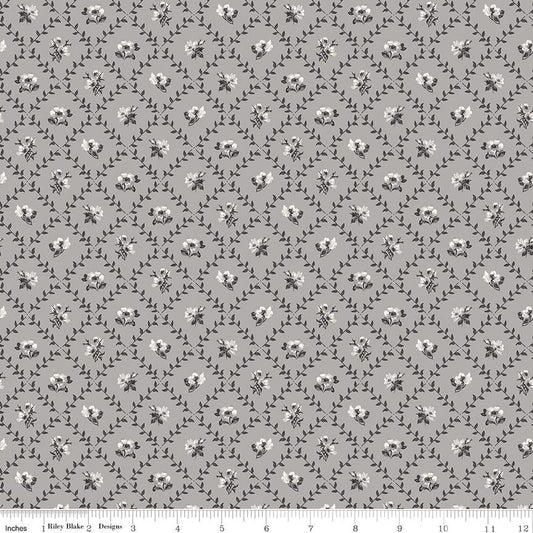 Ink & Ivory- Flower Trellis by RBD- C16912-GRAY- Riley Blake- Cotton Quilting Fabric- Lane to Grace