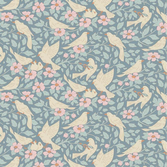 Songbird Collection- Ava- Tilda- 100651-Blue- Cotton Quilting Fabric- Lane to Grace