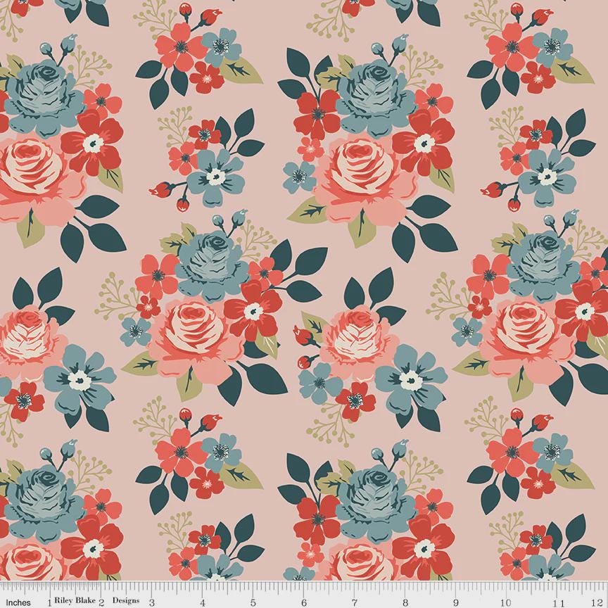 Vintage Charm-Floral- C15270-BLUSH-Riley Blake-Cotton Quilting Fabric - Lane to Grace