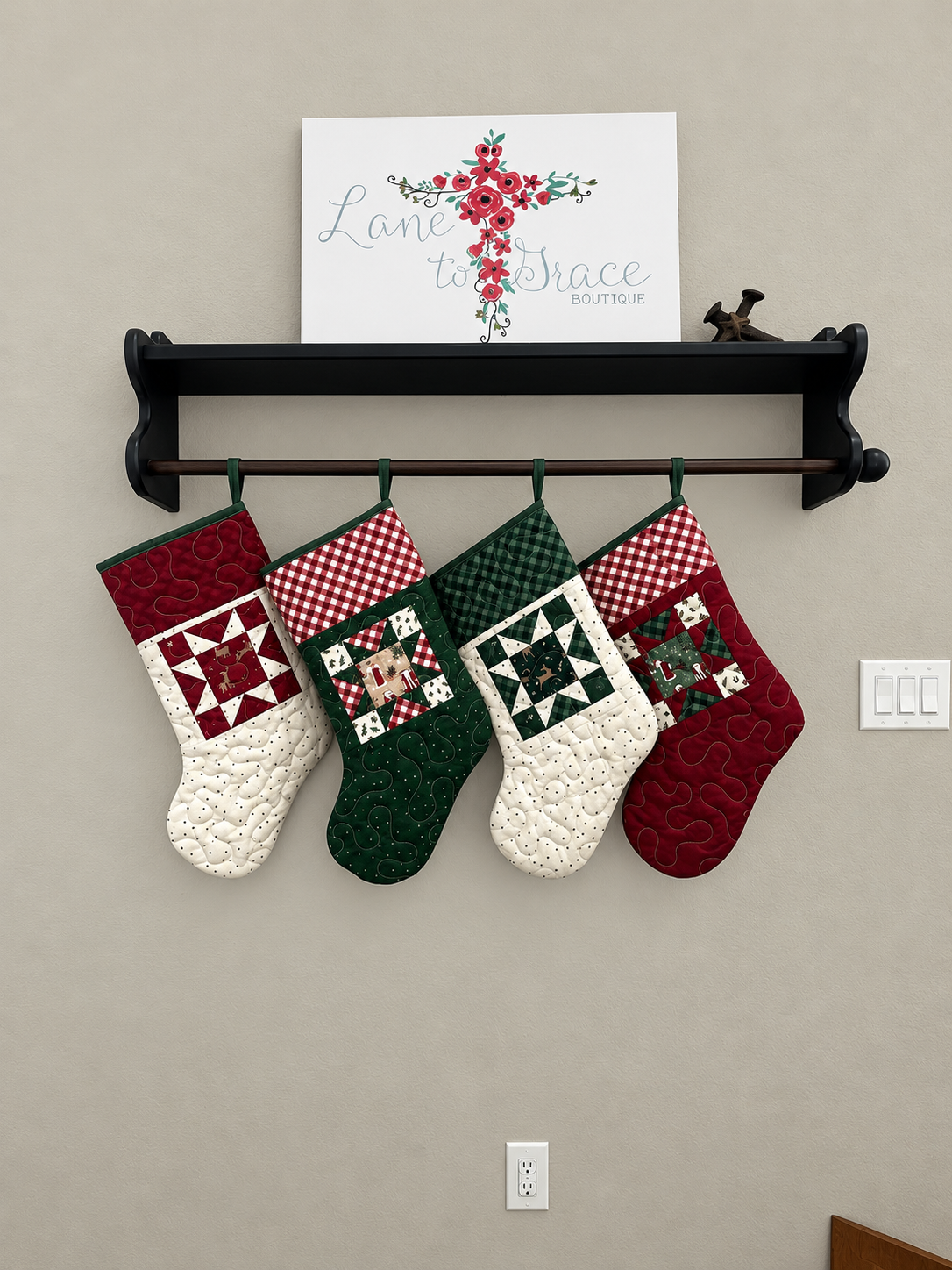 Handmade Quilted Christmas Stocking: Christmas Time Stockings