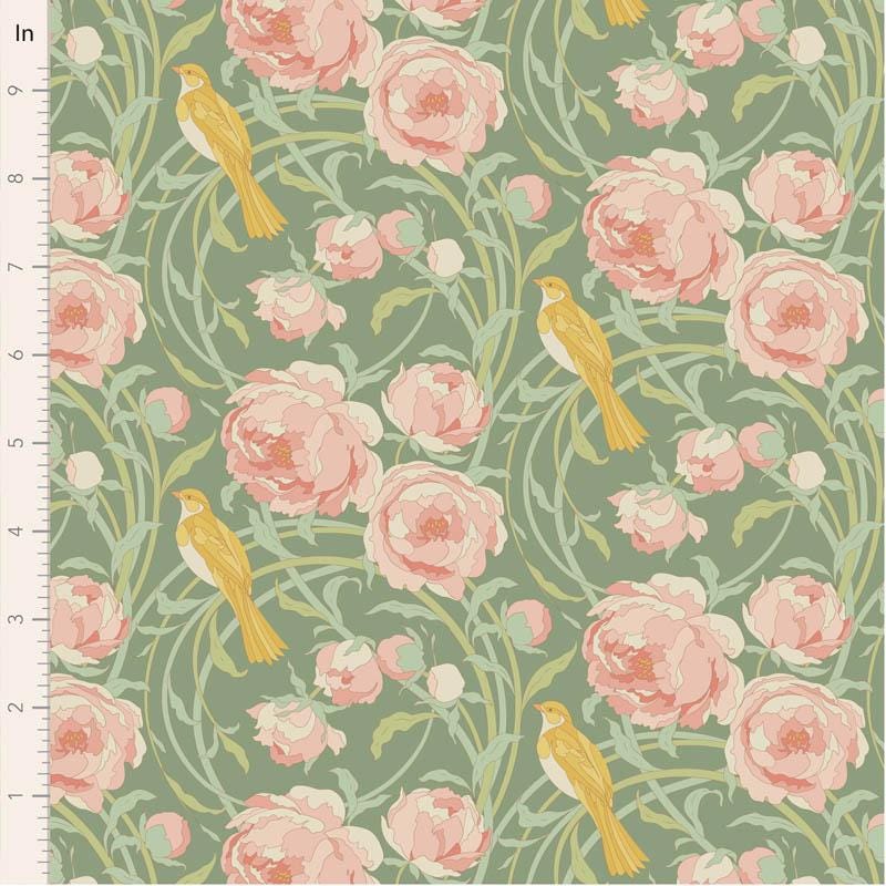Songbird Collection- Cora- Tilda- 100647-Sage- Cotton Quilting Fabric- Lane to Grace