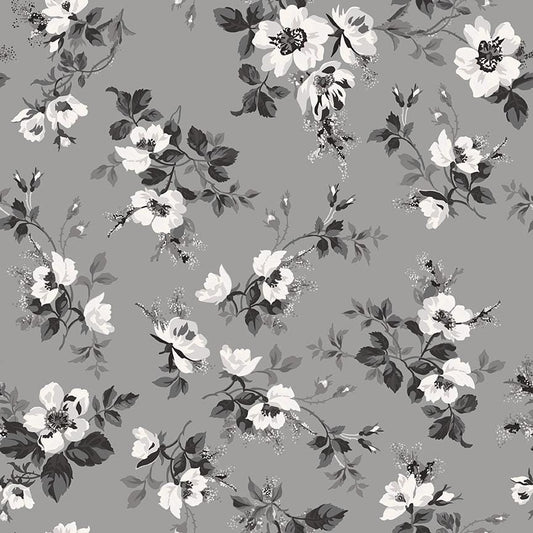 Ink & Ivory- Floral MAIN by RBD- C16910-GRAY- Riley Blake- Cotton Quilting Fabric- Lane to Grace