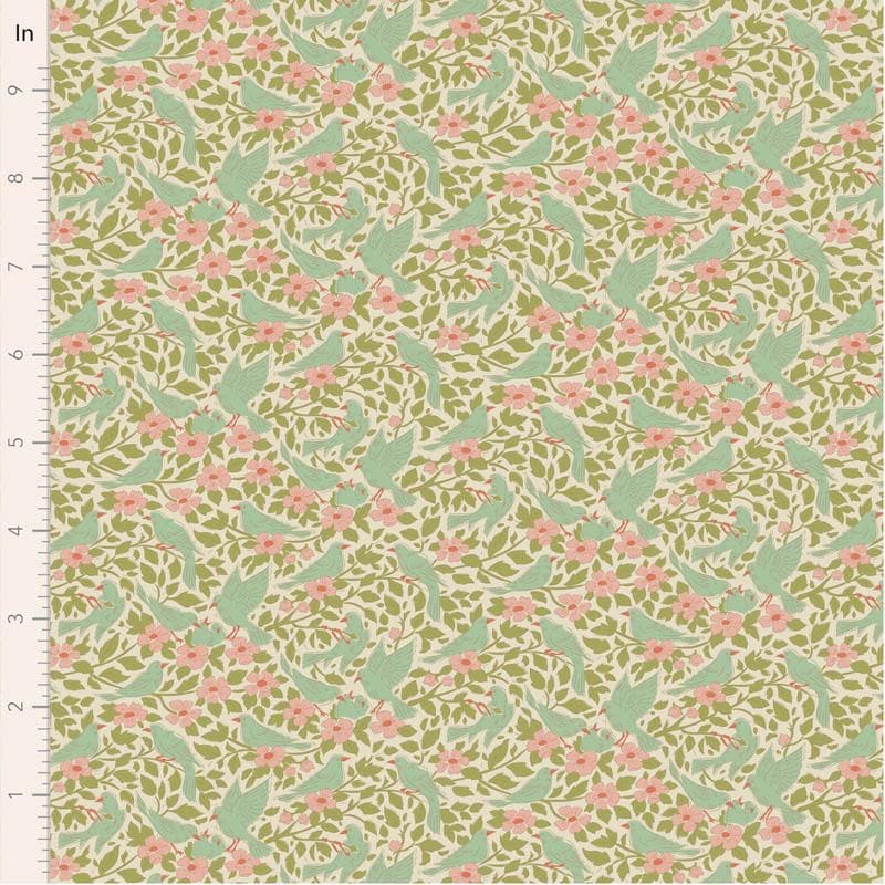 Songbird Collection- Ava- Tilda- 100650-Green- Cotton Quilting Fabric- Lane to Grace