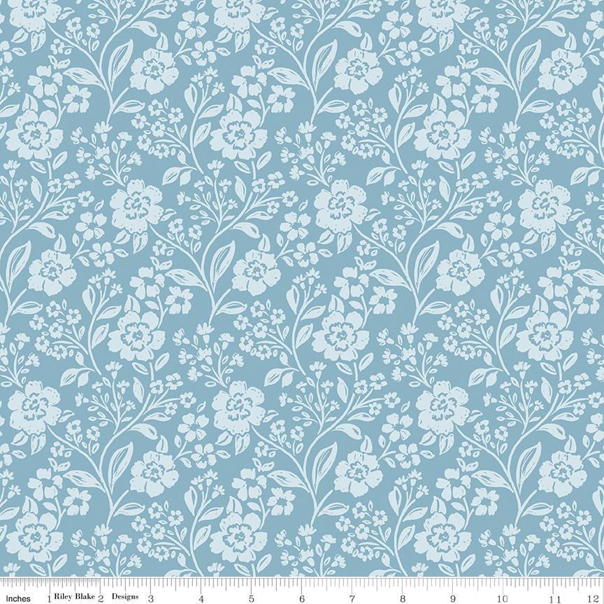 Sweet Cotton Tales-Trailing Blossoms by Cayla Naylor-C17311-BLUE- Riley Blake- Cotton Quilting Fabric- Lane to Grace
