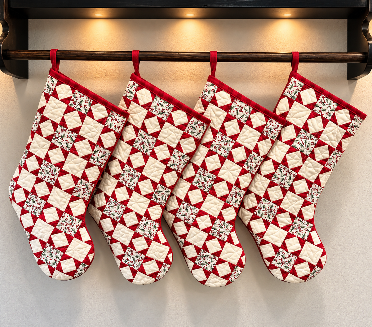 Handmade Patchwork Star Christmas Stocking: Merry Little Christmas