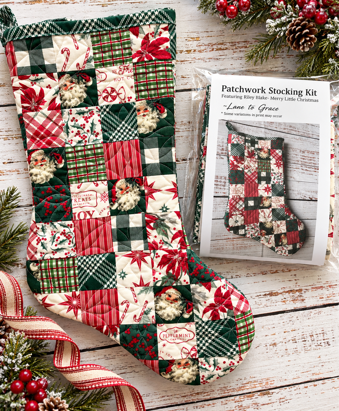 Patchwork Christmas Stocking Quilt Kit – Riley Blake, Merry Little Christmas