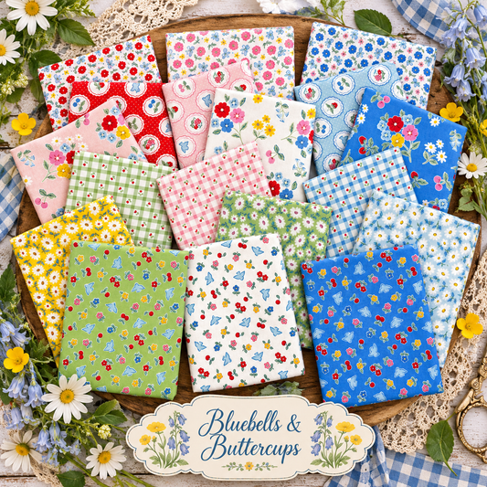 Bluebells and Buttercups- Fat Quarter Bundle (18pc)- Poppie Cotton