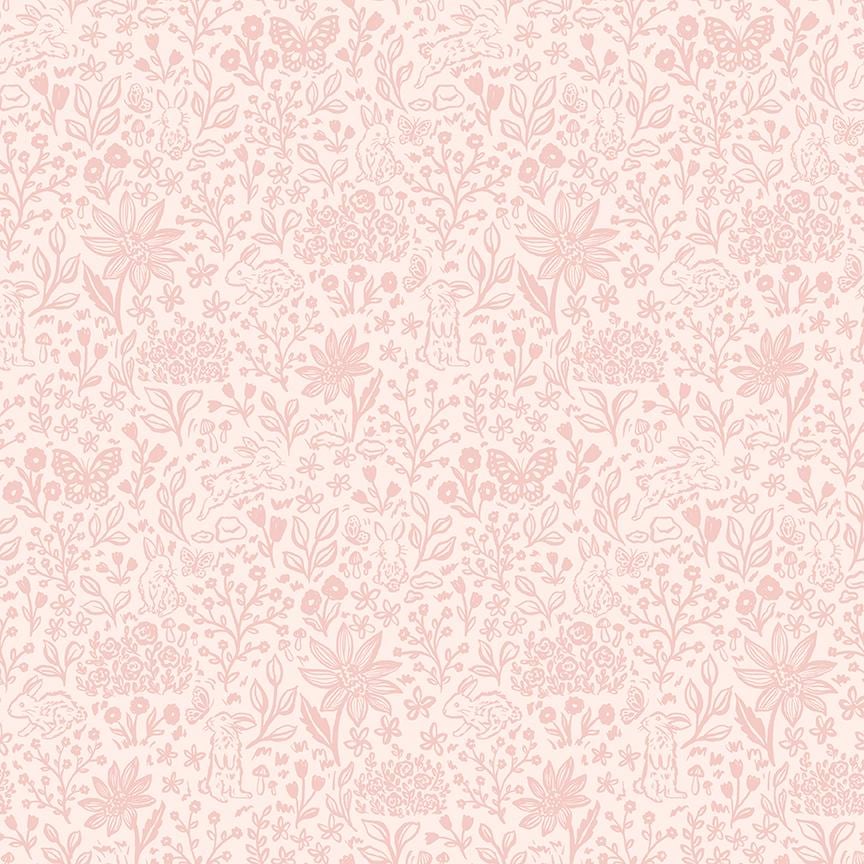 Sweet Cotton Tales-Bunny Meadows by Cayla Naylor- C17313-Pink- Riley Blake- Cotton Quilting Fabric- Lane to Grace