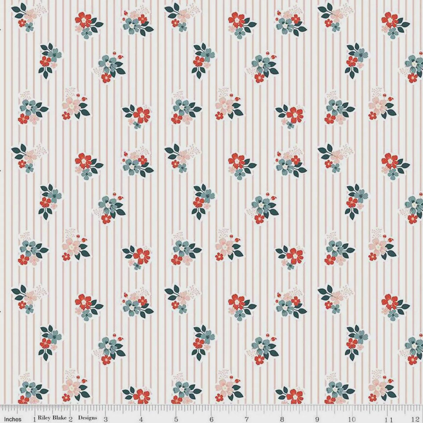 Vintage Charm-Floral Stripe- C15274-BLUSH-Riley Blake-Cotton Quilting Fabric - Lane to Grace