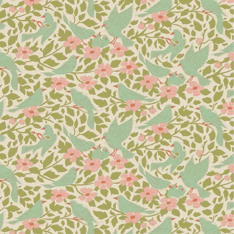 Songbird Collection- Ava- Tilda- 100650-Green- Cotton Quilting Fabric- Lane to Grace
