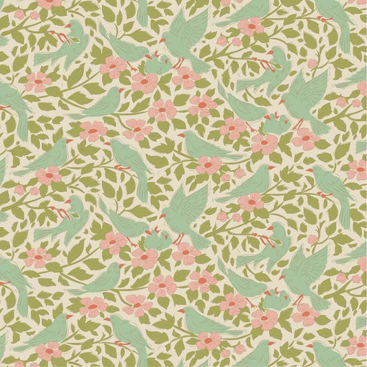 Songbird Collection- Ava- Tilda- 100650-Green- Cotton Quilting Fabric- Lane to Grace