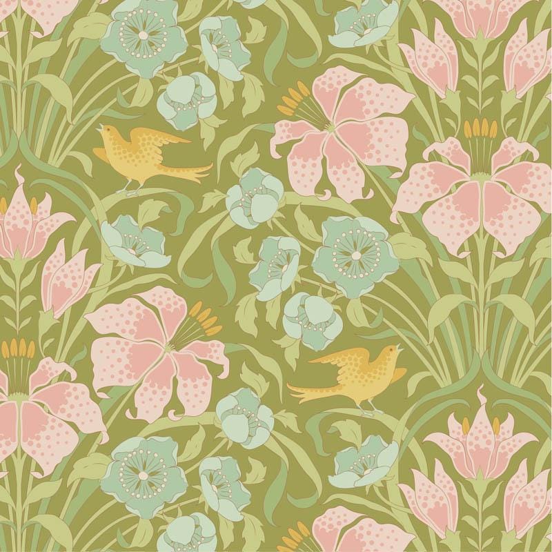 Songbird Collection- Songbird- Tilda- 100649-Green- Cotton Quilting Fabric- Lane to Grace