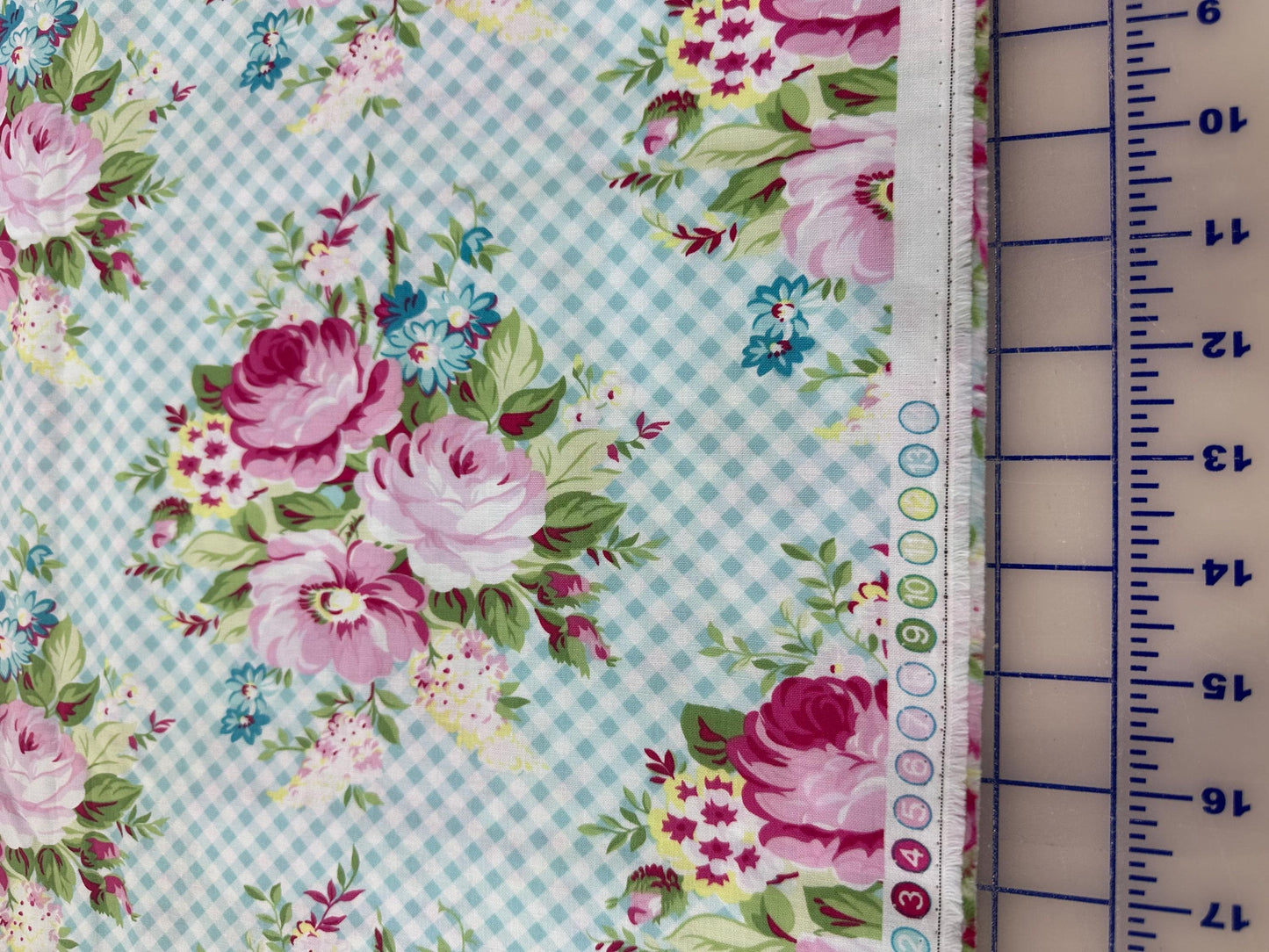 Sunshine Picnic Bouquet- Floral by Tanya Whelan for Clothworks Y2896-Blue- OOP- Quilting Cotton Fabric